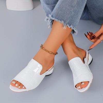 MODE Frauen Sommer Hausschuhe Casual Weiß Mitte Ferse Schuhe Frauen Peep Toe Außerhalb Weibliche Slides Sandalen Schuh Große Größe 35-43