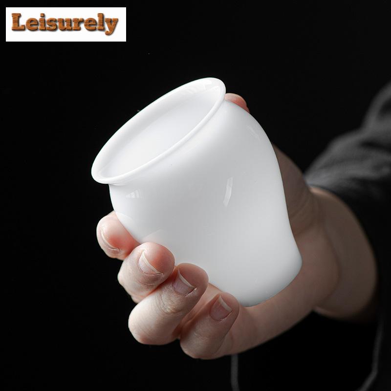 100ml Boutique Iced Sheep Fat Jade Porcelain Beauty Cup White Smelling Cylinder Cup Small Meditation Cup Mugs Kung Fu Teaware