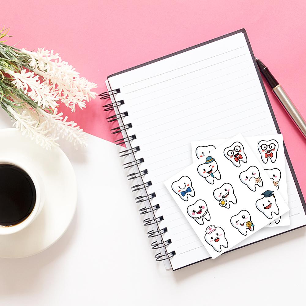 Self-Adhesive Paper Decorative Stickers for Party Decorative Presents Sealing Tooth 90x90mm Stickers: 25mm 9pcs/sheet