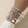 Hot-selling multi-layer line winding geometric opening bracelet set punk wave beaded bracelet