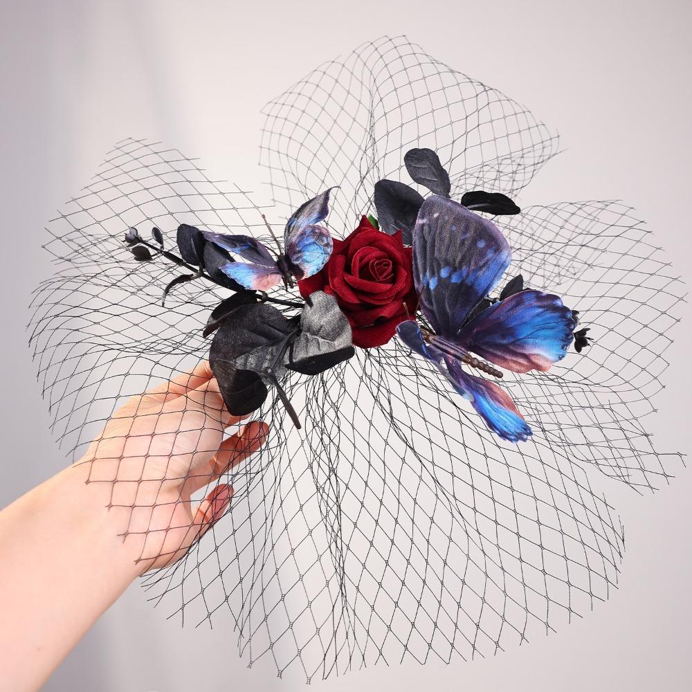 Elegant Halloween Hairpin Fashion Mesh Headpiece Creative Rose Hairpin  Halloween Party