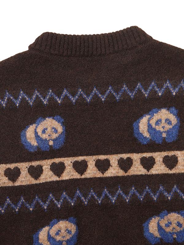 BBC EARTH W Panda Jacquard Sweater_Brown