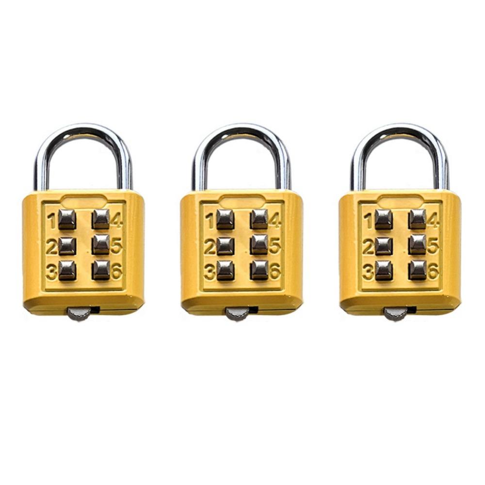 

3pcs Zinc Zinc Alloy Number Lock 6 Digits Luggage Lock Travel Accessories Drawer Cabinet Padlock Door жёлтый