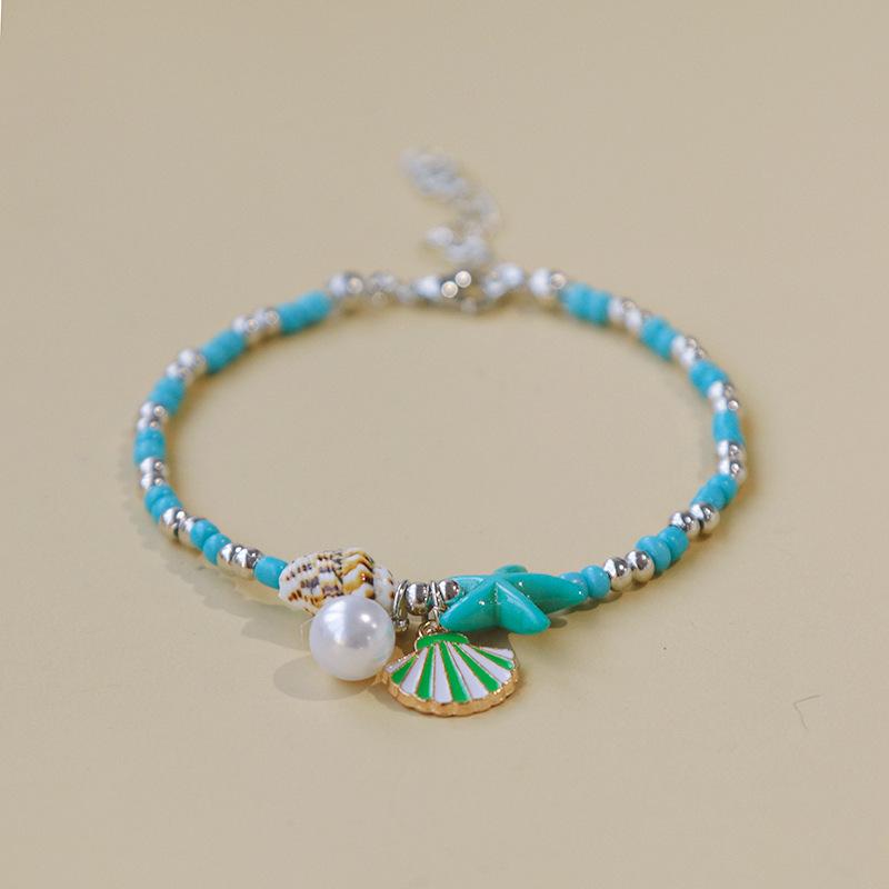 Handmade Seashell & Crushed Stone Bracelet with Lobster Clasp - Perfect Summer Travel Souvenir