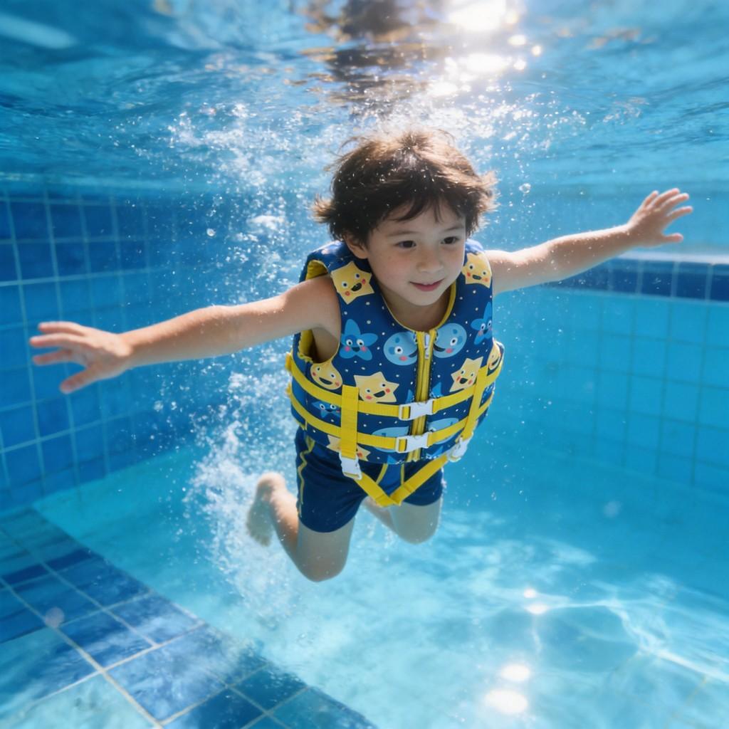 Childrens Floatation Vest With Adjustable Buoyancy For Swimming And Safety