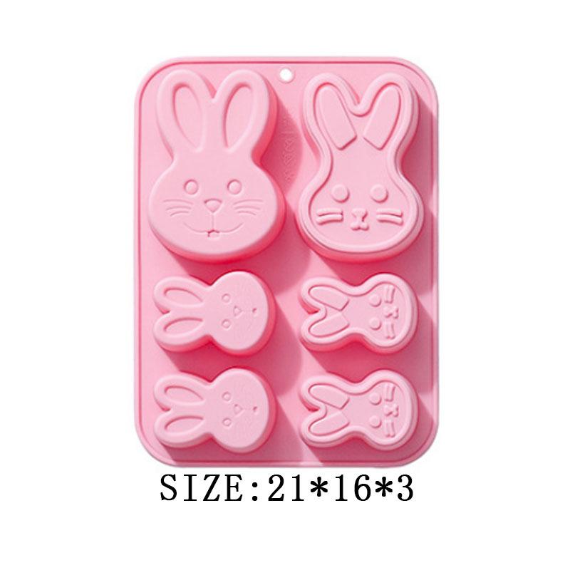 

6 полостей, силиконовая форма для выпечки в виде кролика, многофункциональный набор для приготовления шоколадного торта, печенья, льда, свечей, мыла, декор на день рождения розовый