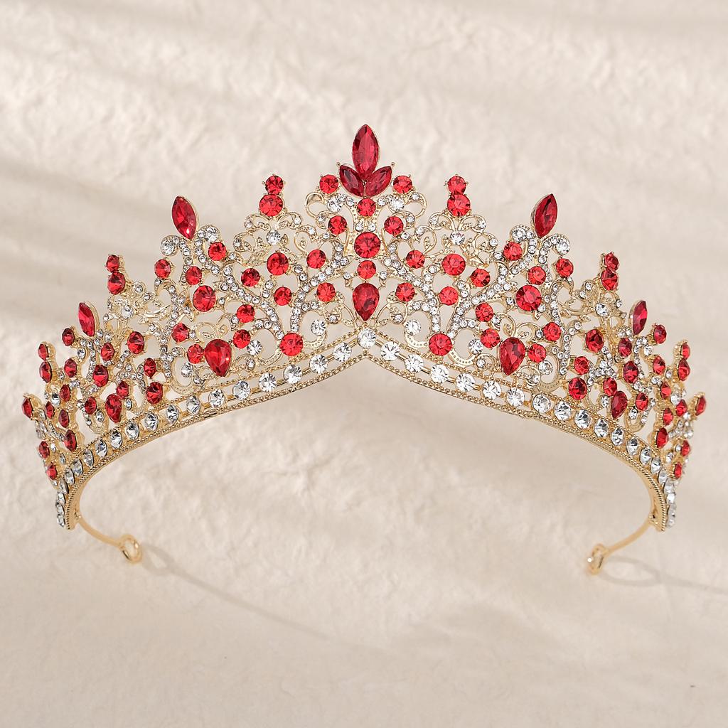 Vintage Luxus Krone Legierung Bunte Diamanten Braut Kopfschmuck Barock Großer Kristall Krone Party Bankette Zubehör