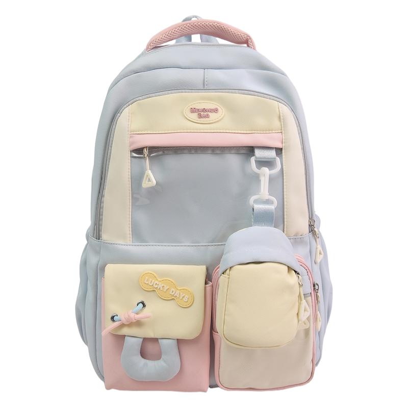 Color Block Junior High School Student Schoolbag Women's Large Capacity Travel Backpack Student Backpack