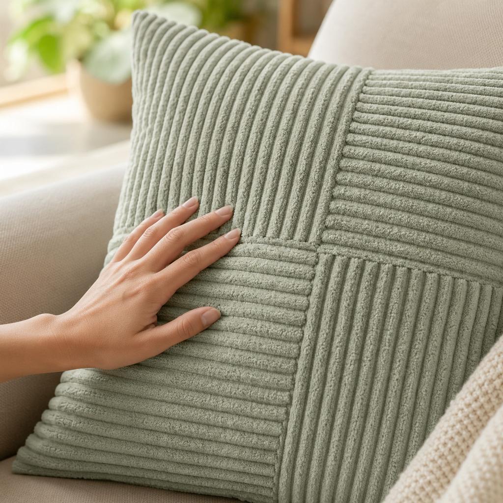 4___0__ Corduroy Throw Cover for Couch, Color Modern Design, Living Room Decorative Cushion Cover