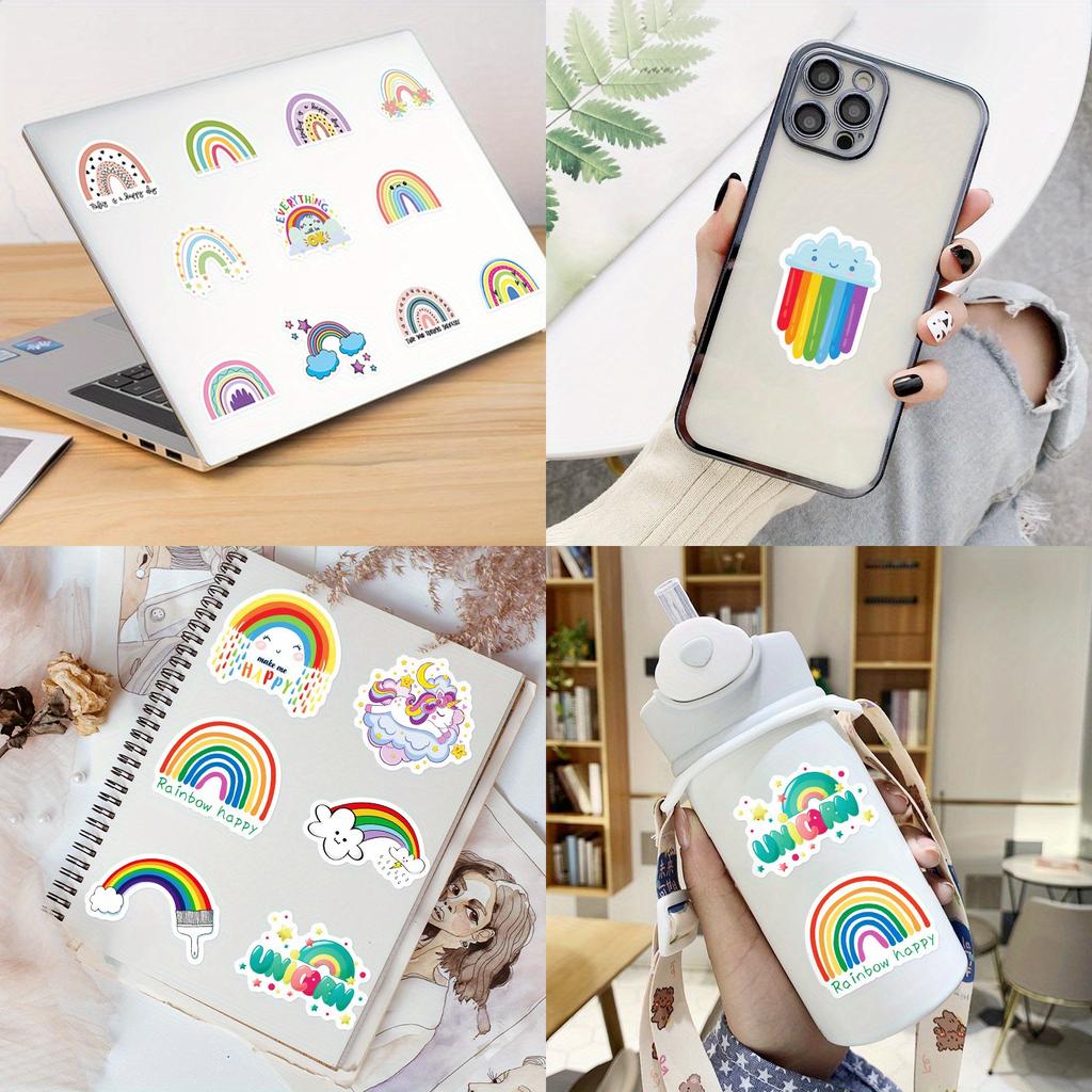 500pcs Colorful Rainbow Decal Stickers Water Bottles Laptops Phone Skateboards Aesthetic Stickers for Gifts Packaging Stickers