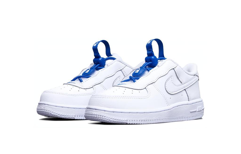 Nike Air Force 1 Toggle Hook and Loop Low Top Toddler Shoes White Blue Infant And Toddler CU5289-100