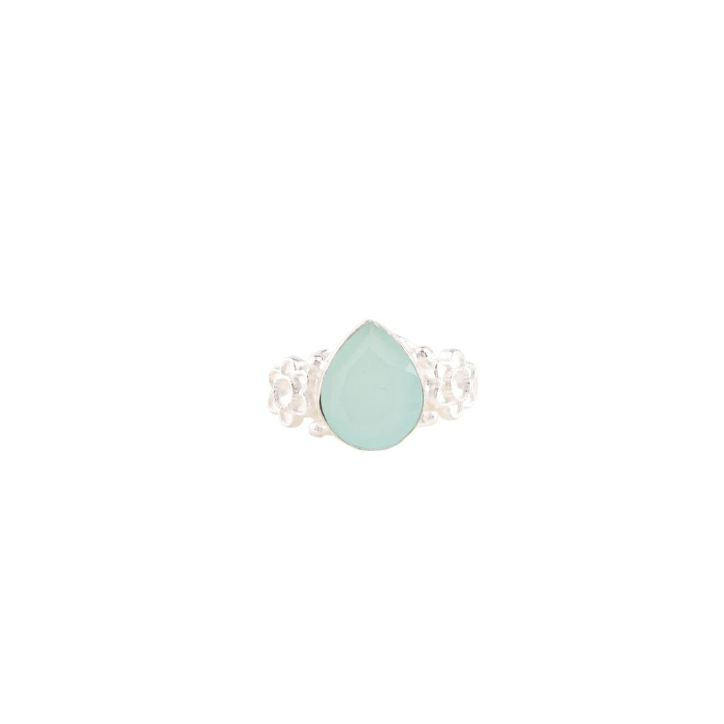 Aqua Chalcedony Gemstone 925 Sterling Silver Handmade Jewelry Engagement Ring RR-59-19