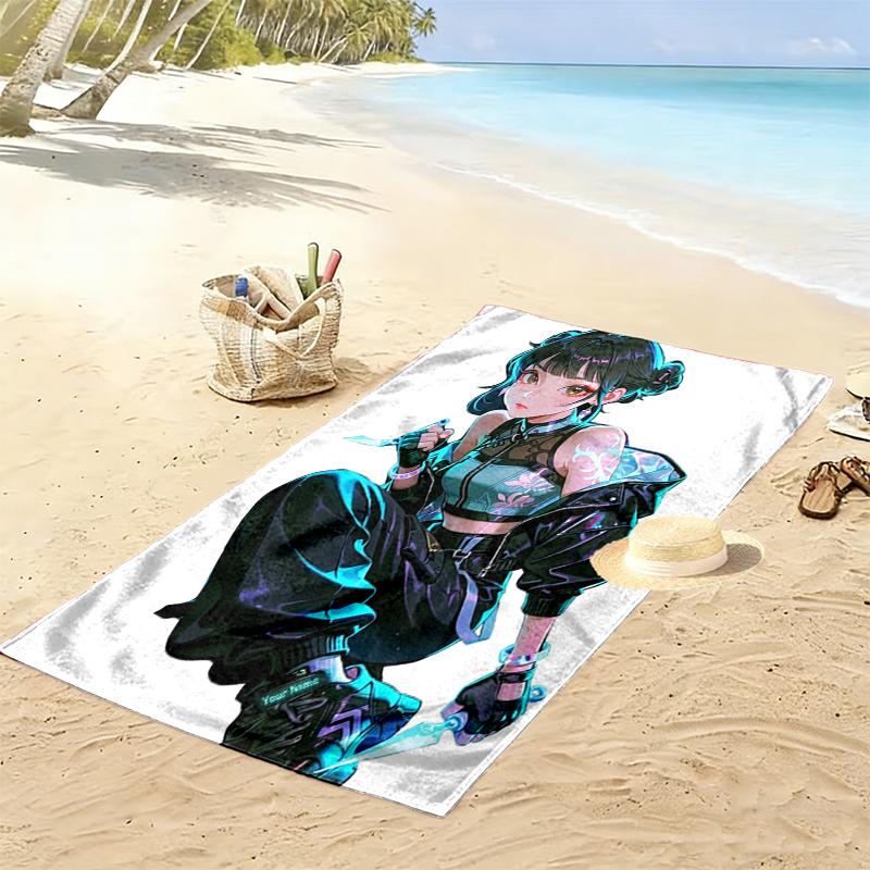Custom NameFantasy Art Character Beach Towel Soft Microfiber Summer Towel Quick Dry Absorbent Towel for Beach Swimming Pool Travel