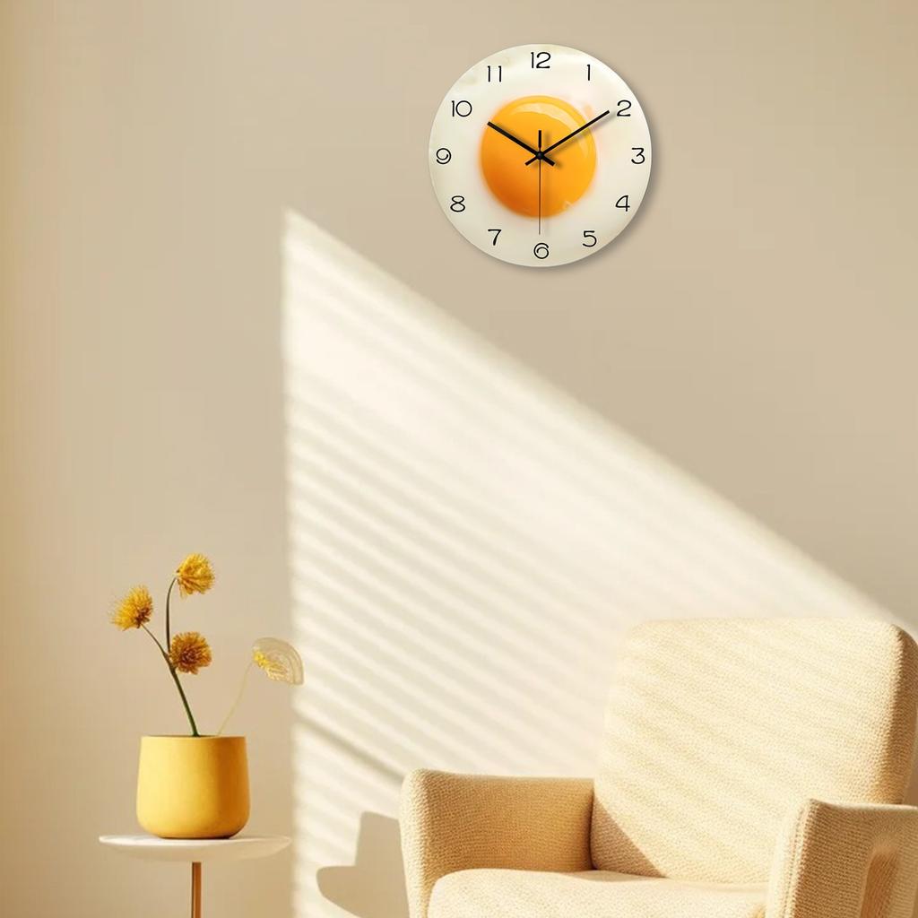 12-Zoll Lässige Kunststoff-Wanduhr PET-Material Baseball, Spiegelei, Kaffee-Effekt