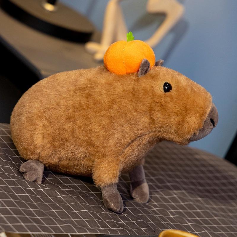 Plush Pumpkin Capybara Toy Soft Stuffed Animal Doll Decoration Gift Kids For