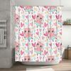 Elegant Pink Pig Print Shower Curtain Set For Bathroom Decor With Hooks Waterproof Fabric In White Pastel Colors