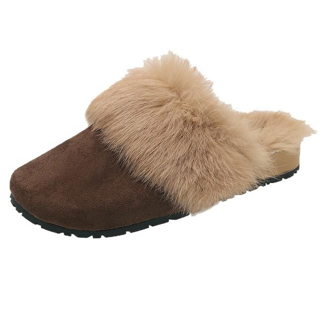 Baotou Soft-soled Semi-towed Fluffy Shoes, Worn Outside the New Autumn and Winter of 2025, Stepping On Shit Feels Like a Step On Mary Jane Cotton Slip