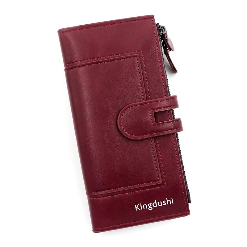 Portefeuille Long Mode Femme - Style Européen Américain Cuir PU Multi-Cartes, Poche pour Téléphone Incluse