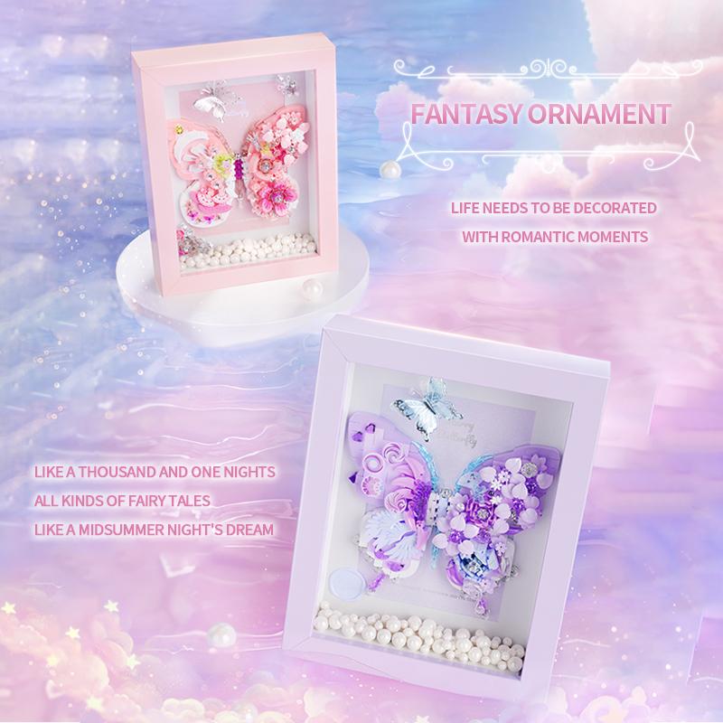 Creative Butterfly Flower Photo Frame Building Blocks Desktop Decoration Ornaments Girls Fantasy Romantic Gifts Kids DIY Toys
