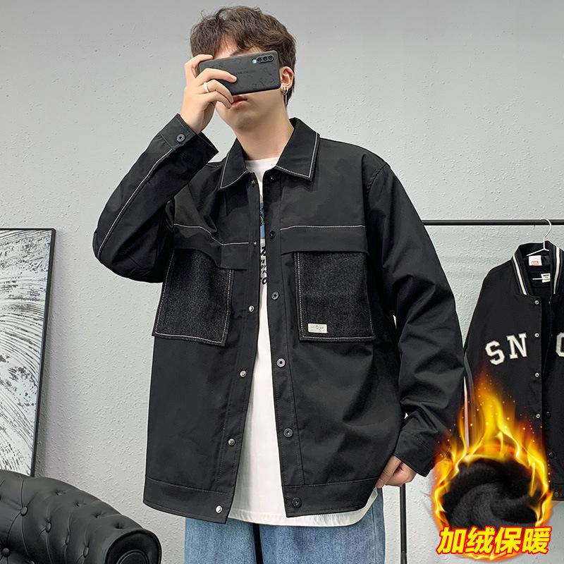 Men's New Spring and Autumn Korean Version of Retro Men's Splicing Youth Casual Jacket Men's Lapel Versatile Coat for Men