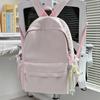 Schoolbag schoolbag ins style niche high school students junior high school girls simple solid color large capacity Korean backpack women's shoulder 