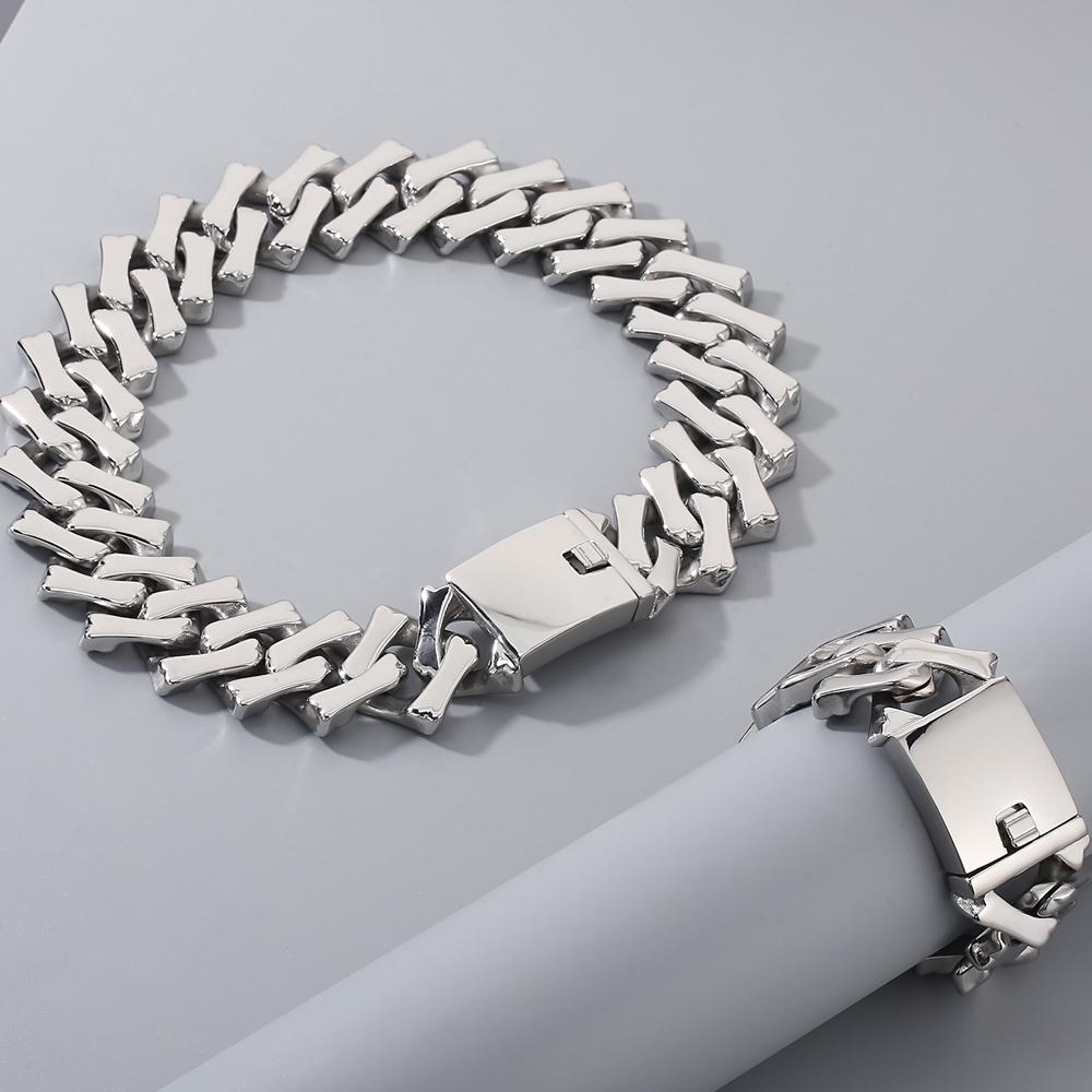 Massive Big Chunky 32MM Width Cuban Link Chain Bracelet for Men Hiphop Jewelry Heavy Stainless Steel 40/45CM Length Necklace