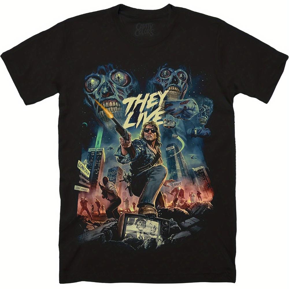 They Are Alive Tshirt American Scifi Comedy Horror Movie Tshirt  AM Tshirt Roddy Piper Tshirt Unisexs Womens Shortsleeved S