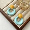 2026 French Colorblock Geometric Resin Earrings: Elegant & Versatile Ear Hoops