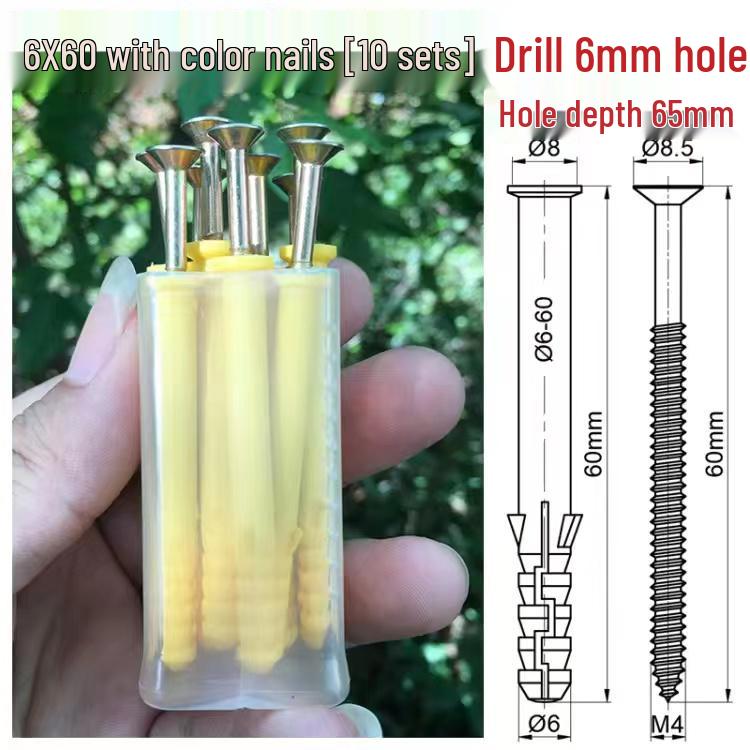 Home Use Mixed Pack: Yellow Plastic Expansion Tubes, Zinc Nails, Stainless Steel Screws