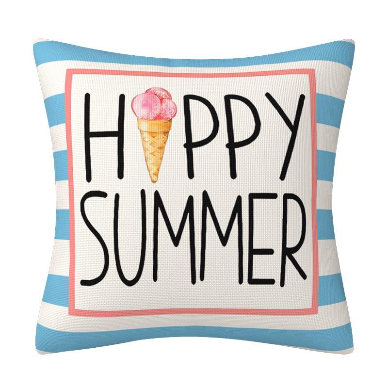 

Pillow Cover Summer Linen Printed Letters Living Room Sofa Cushion Pillow Cover Home Supplies Fresh Home 45*45cm