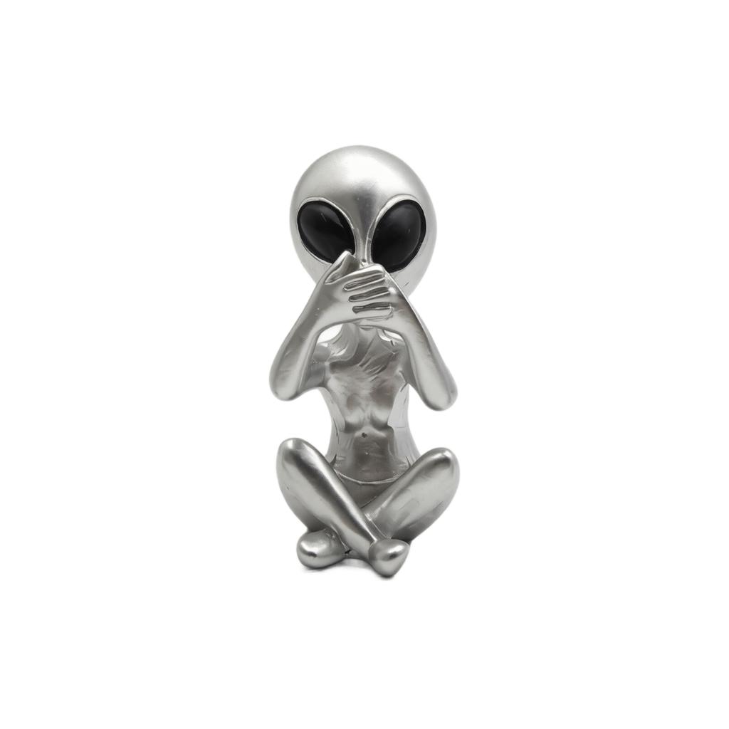 Modern Alien Figurine Sculpture Sitting Pose Home Decor Sculpture Statue for Desk Shelf Office Decoration Unique Design Art Piece