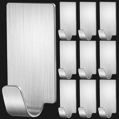 Stainless Steel Self Adhesive Hook Heavy Duty Wall Hanger Hooks for Kitchen Bathroom Towel Clothes Rack Hangers Shelf Organizer