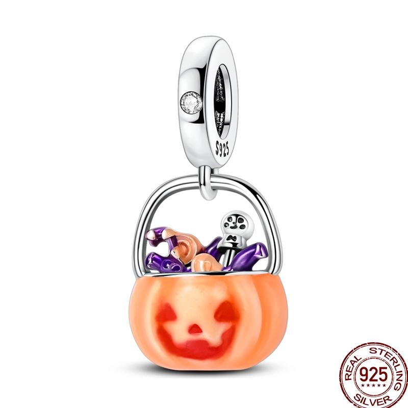 100% Copper Heart Family Charms Beads Pumpkin Pave Zircon Pendant Fit Original Bangle Bracelet Jewelry Gifts Making