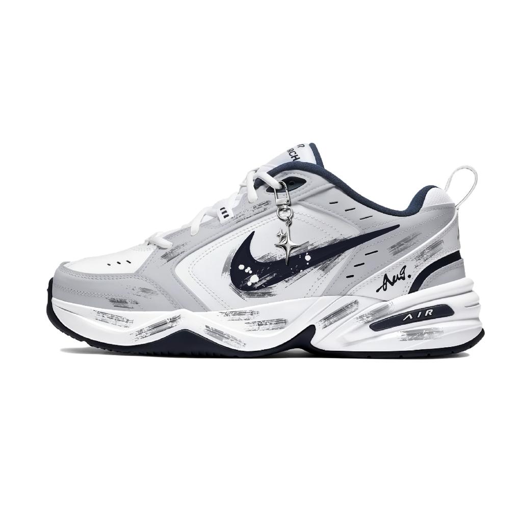 Nike Air Monarch 4 Misty Night Starlight Textile, Leather Low Top Chunky Sneakers Men's Black White Gray 415445-102(Team141-)