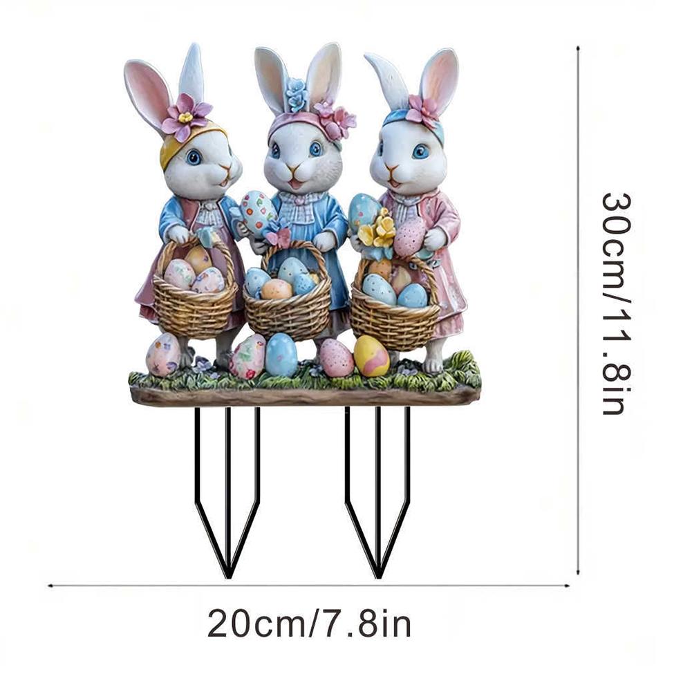 Acryl Gartenstecker Dekoration Osterhase Kaninchen Hof Rasenstecker Ornament Wasserdichte Hofstatue für Außendekoration