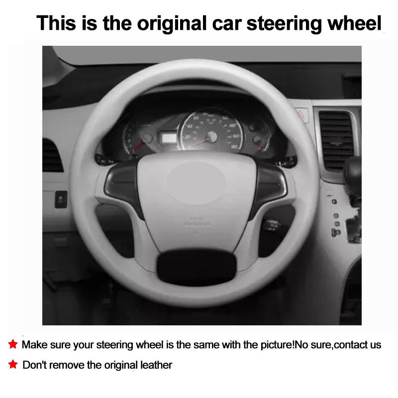 Hand Sewing Car Steering-Wheel Cover Wrap For Toyota Sienna III 2010-2014 Volant Black Beige Dark Gray Leather Braid On Steering