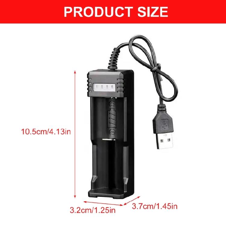 Single Slot 26650/18650 Battery Charging Adapter USB Compatible Plug Play Operation ABS Texture for Home and Office Use