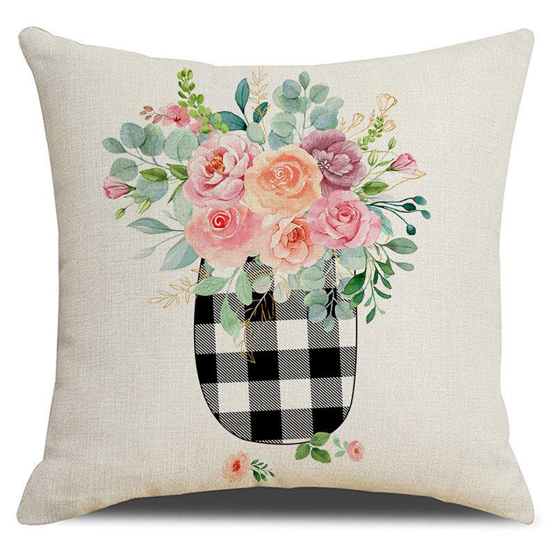 Pillow Case Spring Throw Pillow Case Flower Truck Farm Print Home Decor Cushion Cover Back Cushion
