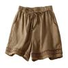 Women's Loose Boho Summer Shorts Drawstring Comfy Elastic Waist Shorts High-Waisted Wide-Leg Hollow Floral Lace Shorts