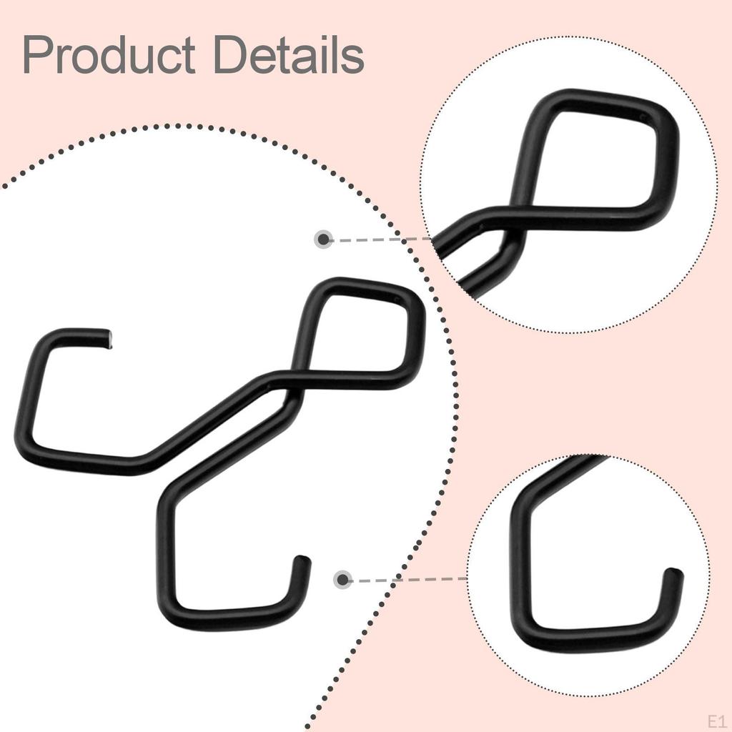 5x Portable Double Hooks Hangers Multifunctional for Closet , Black 6.3x6.1cm Accessories