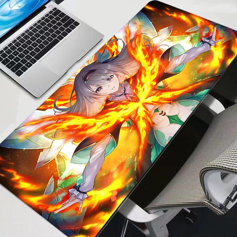 Large Cartoon Mousepad Non-slip Cute Anime Gaming Mouse Pad Honkai Star Rail Firefly Fashion Computer Desk Pad Keyboard Rug