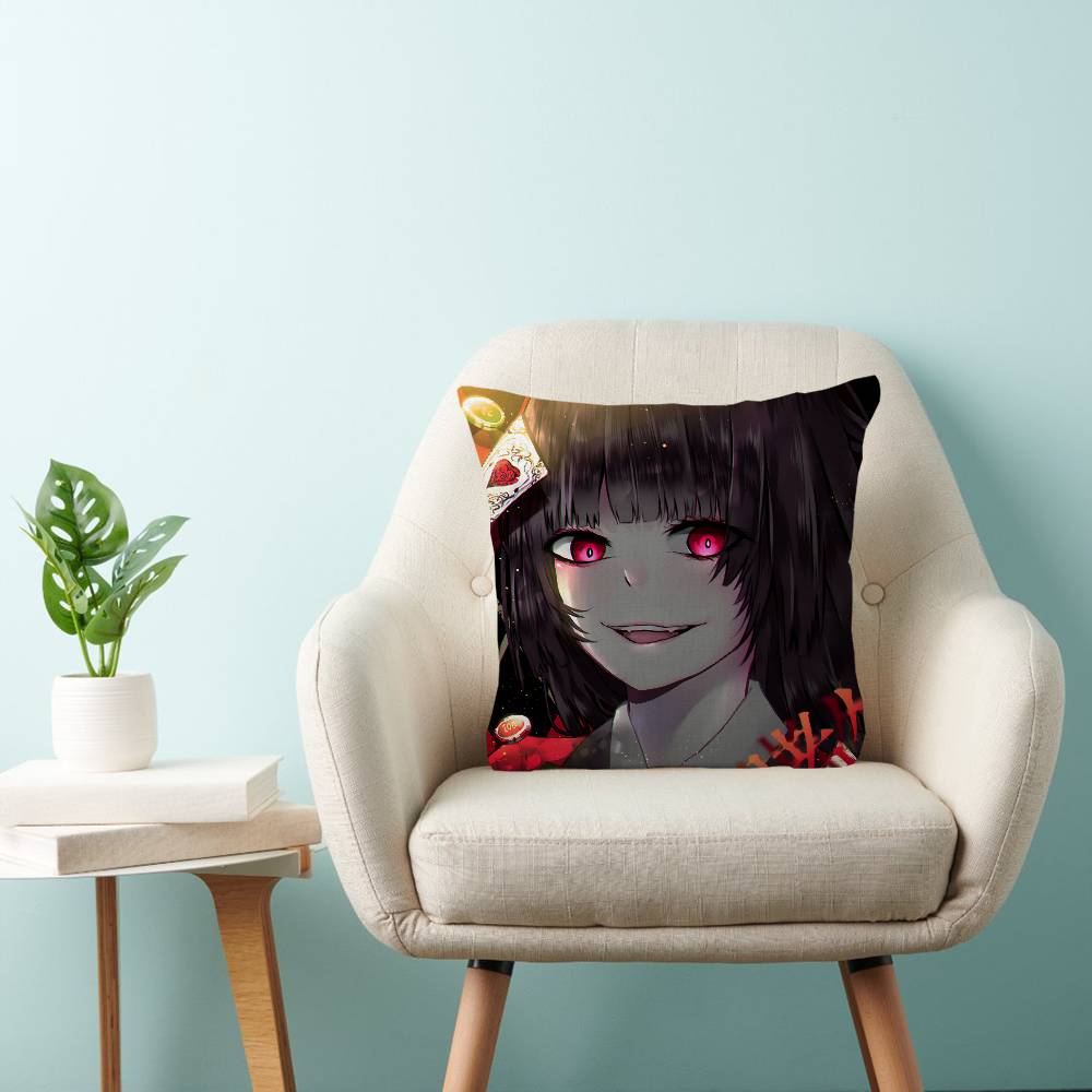 Japanese Manga Kakegurui Pillow Gift Home Office Decoration Bedroom Sofa Car Cushion Cover Case 45X45