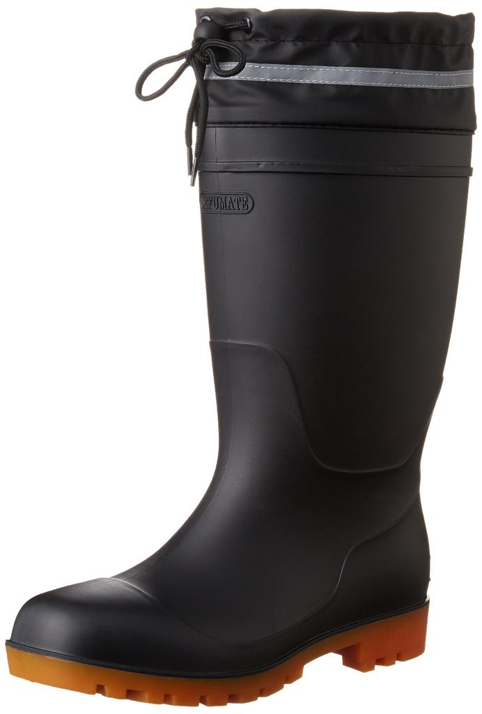 Fuji Glove Industry 9665 Black Safety Size and PVC Men's Boots, 27.0 Cm, Reflective, Sweat-Wicking, Quick-Drying, Antibacterial, Odor-Resistant