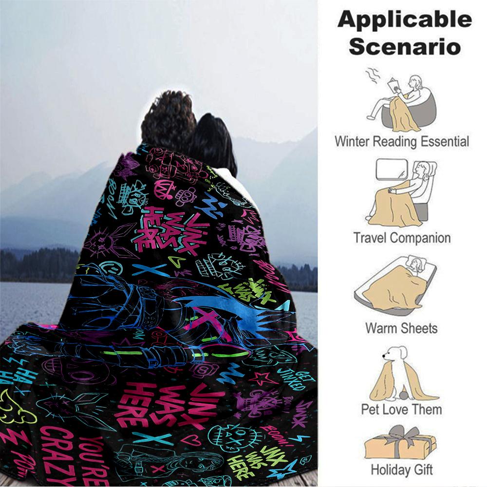 1Pc Neon Graffiti Party Blanket Soft Throw Blanket For Home Bedroom Bed Sofa Travel Office Solid Christmas Blanket