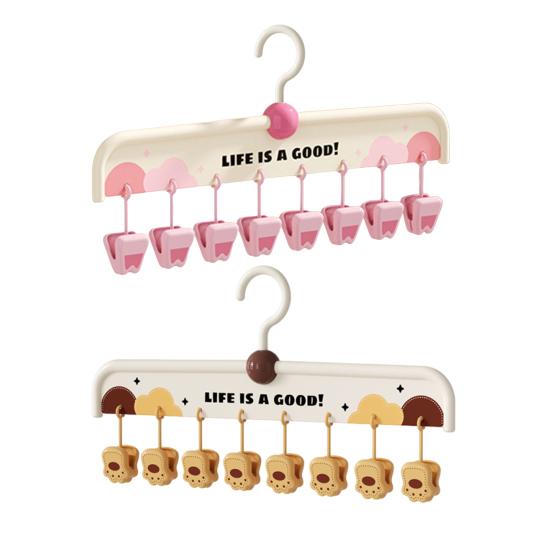 Non-Slip Hangers with Clips Multi-Clip Drying Rack Animal Claw Clip Clothes Hanger Wardrobe Organizer for Socks Underwear Home Dormitory Use