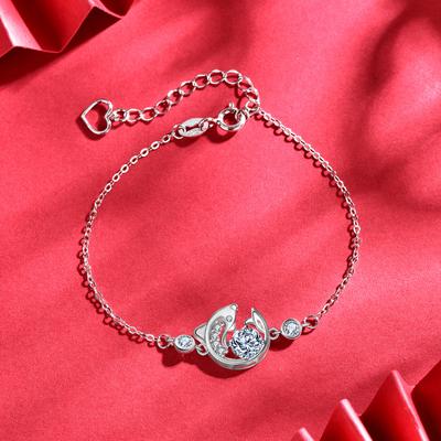 S925 Sterling Silver Moissanite Koi Bracelet Women's National Fashion Retro Fish Leaping Over The Dragon Gate Animal Year Bracelet