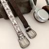Vintage Butterfly Print Pu Leather Belt For Women With Metal Buckle For Casual Denim Accessories