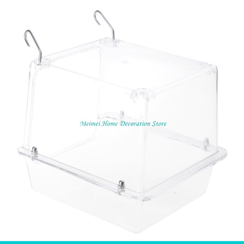 H7BF Shower Box Feeder,Sleeping Nest,Small Birds Bathtub for Pet Finch Accessories Parrot Bath Box with Clear View for Pet