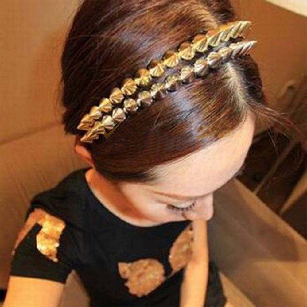 Punk 1PC Spike Studded Women Rock Metal Jewelry Party Hair Band Hair Clips Headband Rivets