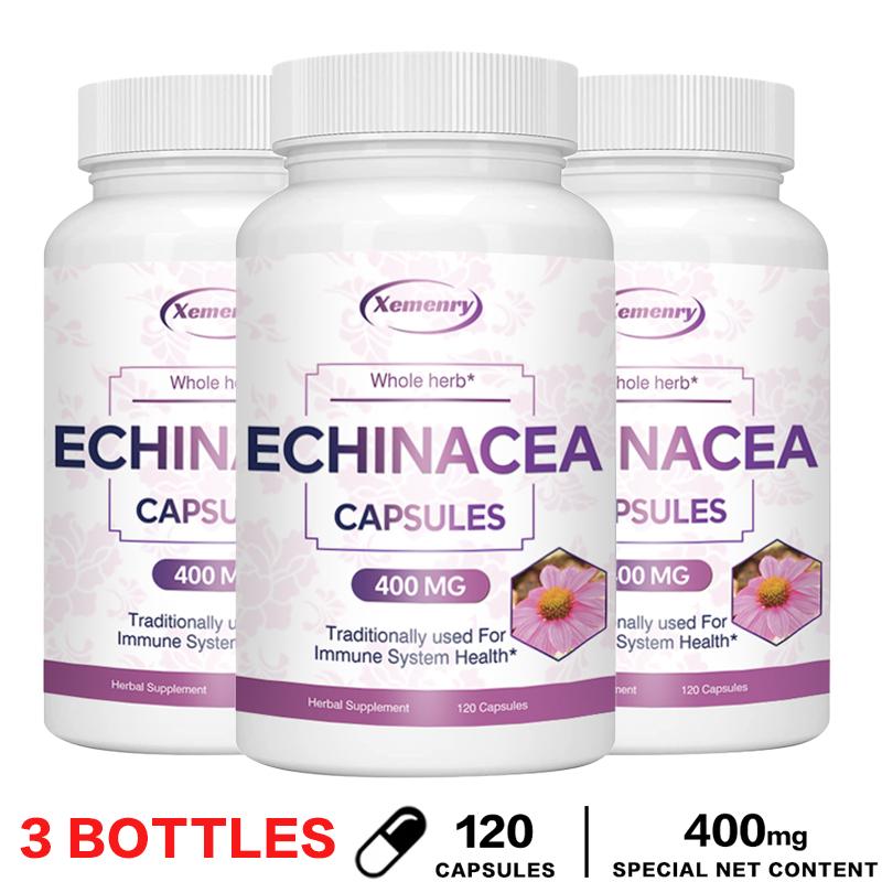 Echinacea-Kapseln, 400 mg natürliche Pflanzenextrakte, Immununterstützung, Nahrungsergänzungsmittel